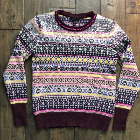 J.Crew Sequin Fair Isle Nordic 100% Lambswool - Picture 5 of 8